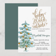 冷たい水色の松の木の赤ちゃんシャワー