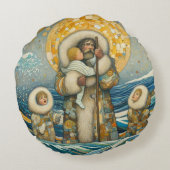 「冷たい水、強いガイド」丸い枕 ラウンドクッション (裏面)