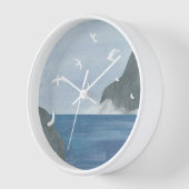 冷たい海とカモメ 壁時計 (傾斜)