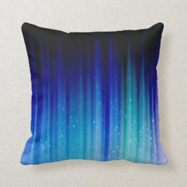 冷たい火-青いティール（緑がかった色）の紫色の縞パターン クッション