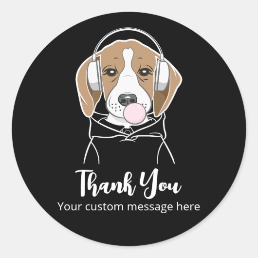 冷たい犬のバブルガム可愛いおもしろいビーグルありがとう ラウンドシール (正面)