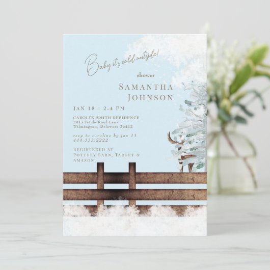 冷たい素朴青い森のベビー 招待状 (スタンド正面)