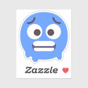 冷たい顔かわいい愛らしい絵文字の編集可能な色ブルー シール