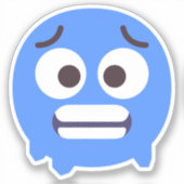 冷たい顔かわいい愛らしい絵文字の編集可能な色ブルー シール (正面)