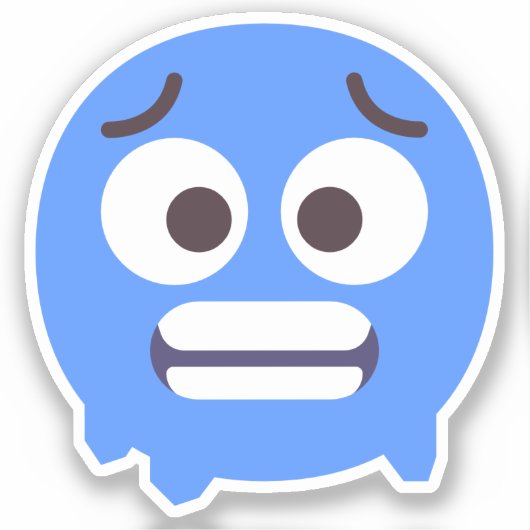 冷たい顔かわいい愛らしい絵文字の編集可能な色ブルー シール (正面)