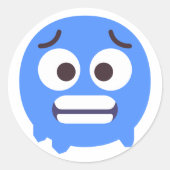 冷たい顔かわいい愛らしい絵文字の編集可能な色ブルー ラウンドシール (正面)