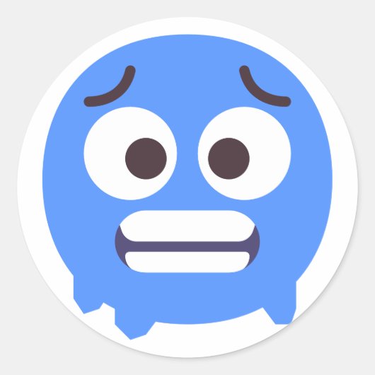 冷たい顔かわいい愛らしい絵文字の編集可能な色ブルー ラウンドシール (正面)