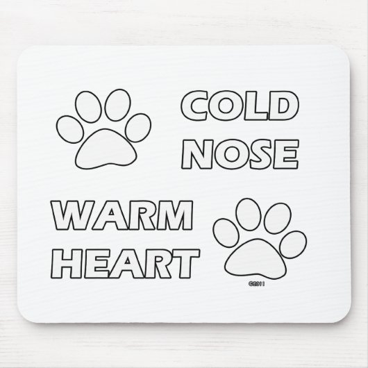 冷たい鼻、暖かいハート マウスパッド (正面)