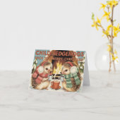 冷たくハリネズミのクリスマス カード (黄色い花)