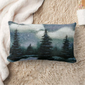 冷たく暗い冬夜、Snowyの美しい景色 ランバークッション (ブランケット)