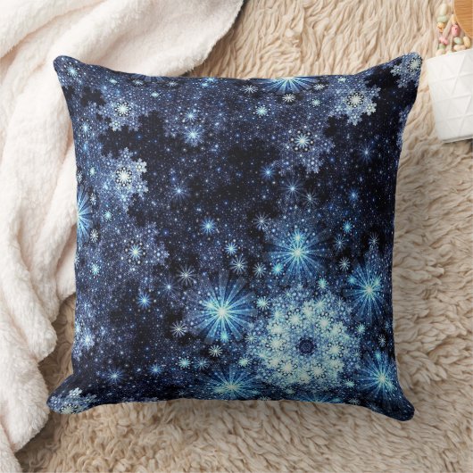 冷ややかで青い雪片パターン装飾用クッション クッション (ブランケット)