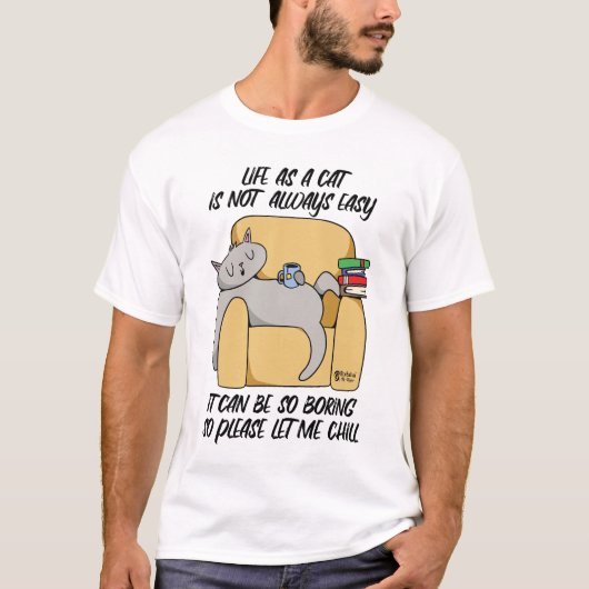 冷ややかなネコ人白 Tシャツ (正面)