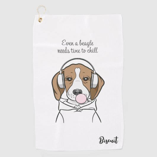 冷ややかなビーグルバブルキュートおもしろい犬 ゴルフタオル (正面)