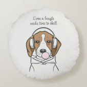 冷ややかなビーグルバブルキュートおもしろい犬 ラウンドクッション (裏面)