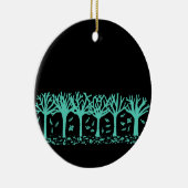 冷ややかな秋の木及び葉のシルエットのオーナメント セラミックオーナメント (右)