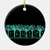 冷ややかな秋の木及び葉のシルエットのオーナメント セラミックオーナメント (裏面)