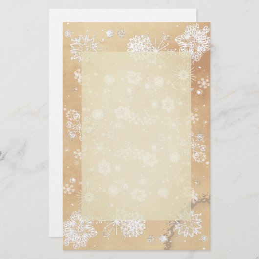 冷ややかな雪片のヴィンテージの筆記用紙 便箋 (正面/裏面)