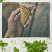 冷カッコいい凍アイスクリーム キッチンタオル (折り畳み)