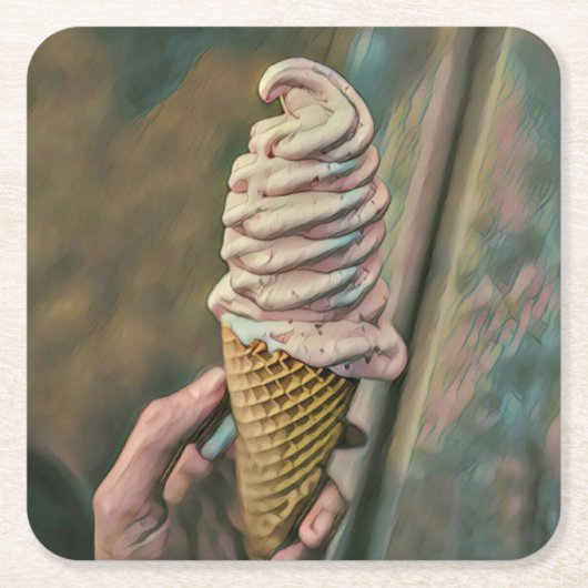 冷カッコいい凍アイスクリーム スクエアペーパーコースター (正面)