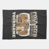 冷パーソナライズされたビールオークバレル醸造所 キッチンタオル (横)