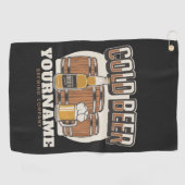 冷パーソナライズされたビールオークバレル醸造所 ゴルフタオル (横)