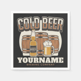 冷パーソナライズされたビールオークバレル醸造所 スタンダードカクテルナプキン