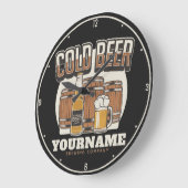 冷パーソナライズされたビールオークバレル醸造所 ラージ壁時計 (傾斜)
