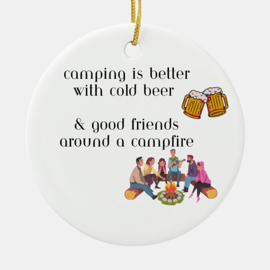 冷ビールを飲むとキャンプが上手 セラミックオーナメント (正面)