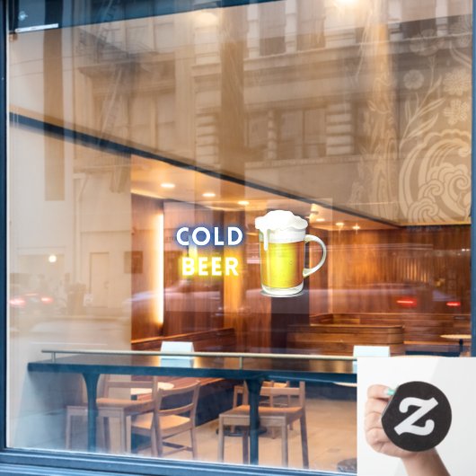 冷ビールコンビニのガソリンスタンド ウィンドウサイン (カフェ窓)