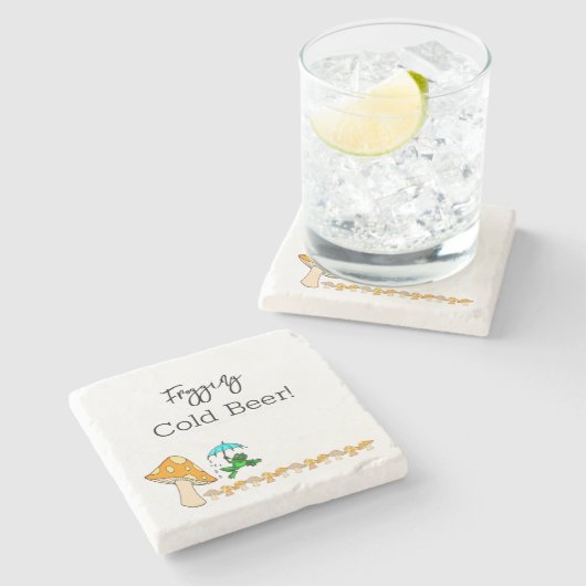 冷ビールマッシュルームを凍らせる大理石の石コースター ストーンコースター (横)