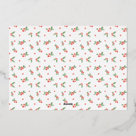 冷モダン手暖かいハートフォトフォイル 箔シーズンカード (裏面)