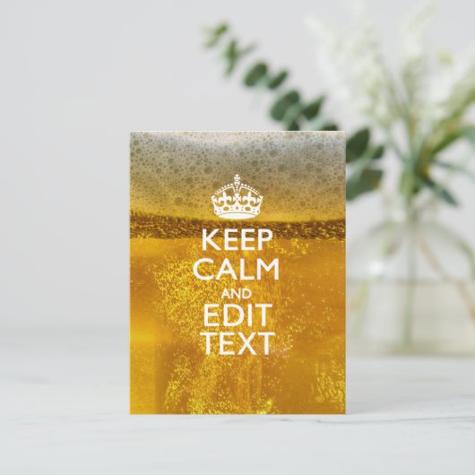 冷保たいビールのテキストと落ち着いて ポストカード (スタンド正面)