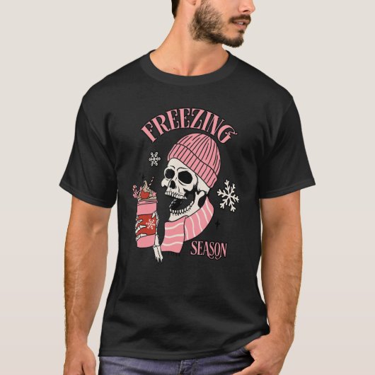 冷凍シーズンスケルトン飲みコーヒー Tシャツ (正面)
