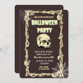 冷却スカルハローウィンパーティ招待状:挑戦 招待状 (正面/裏面)