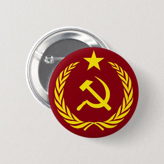 冷戦の共産主義の旗の円形ボタン 缶バッジ (正面&裏面)