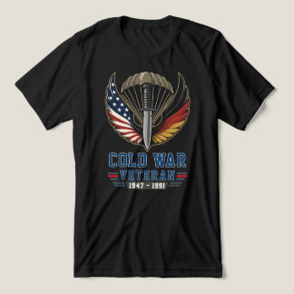 冷戦ベテラン米国ドイツ空挺落下傘兵 トライブレンドＴシャツ