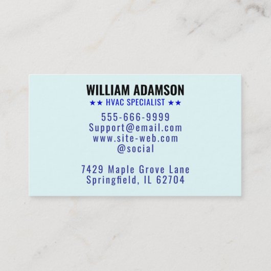 冷暖房用スローガン、HVACのロゴ 名刺 (裏面)