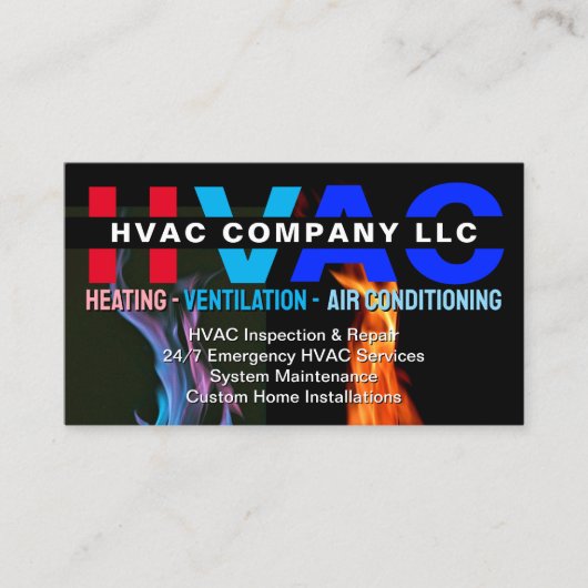 冷暖房設備(HV AC) | カスタムHVAC 名刺 (正面)