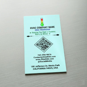 冷暖房設備(QRコード、ロゴ、スローガン) HVAC マグネット名刺