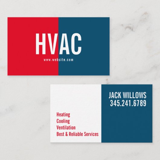 冷暖房、空調HVACビジネス 名刺 (正面/裏面)