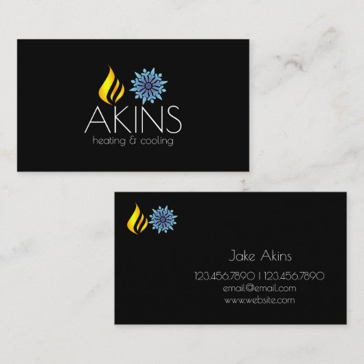 冷暖房、空調HVACビジネス 名刺 (正面/裏面)