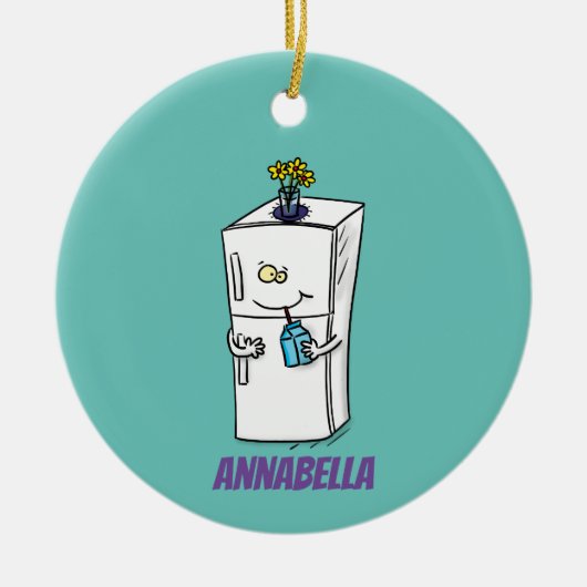 冷蔵おもしろいイラストレーション セラミックオーナメント (正面)