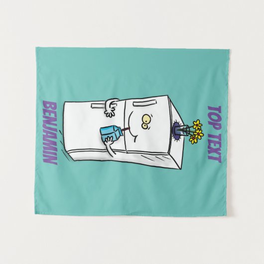 冷蔵おもしろいイラストレーション タペストリー (正面(横))