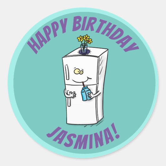 冷蔵おもしろいイラストレーション ラウンドシール (正面)