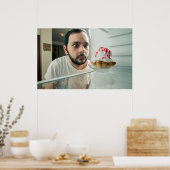 冷蔵おもしろい庫を見ている人 ポスター (キッチン)