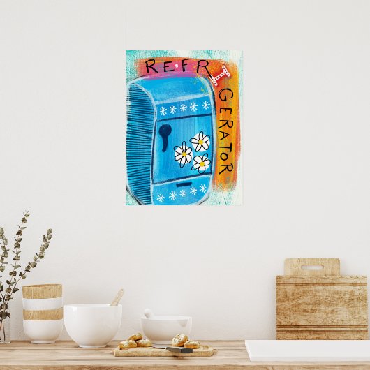 冷蔵庫おもしろいポスター壁画可愛いキッチン ポスター (キッチン)