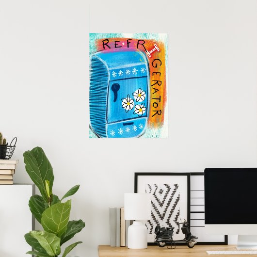 冷蔵庫おもしろいポスター壁画可愛いキッチン ポスター (ホームオフィス)