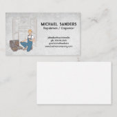 冷蔵庫で作業する修理工 名刺 (正面/裏面)