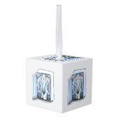 冷蔵庫の中に座っている漫画の象 キューブオーナメント (裏面アングル)