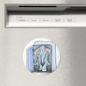 冷蔵庫の中に座っている漫画の象 マグネット (インサイチュ (食洗機))